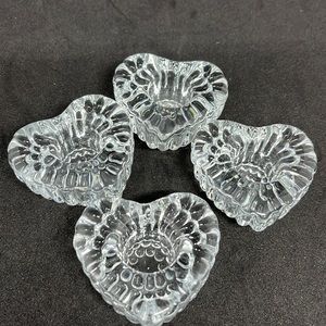 Heart Candle Holders, Small Heart Candle Holders, 90's Decor, Clear Glass Candle
